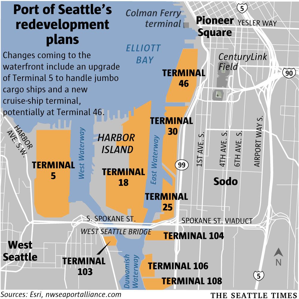 Port Of Seattle Map Amalee Marieann   Editorial Port Waterfront W 