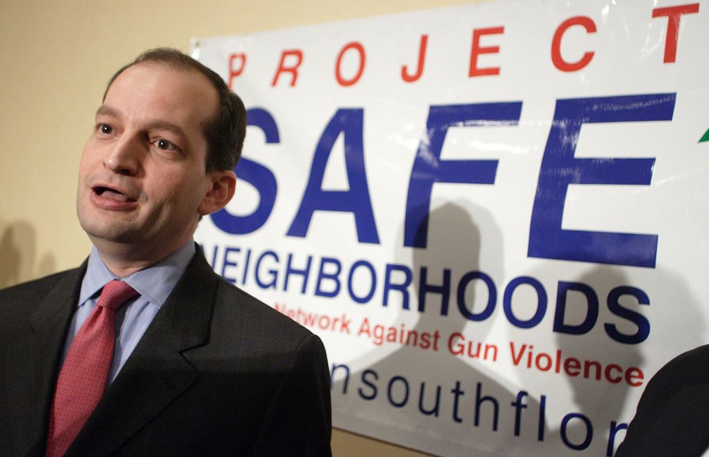Former U.S. Attorney Alexander Acosta, now a member of President Trump’s Cabinet as secretary of labor, was called on to explain his non-prosecution agreement with Jeffrey Epstein during his Senate confirmation hearing.
(Cristobal Herrera/Sun Sentinel/TNS)