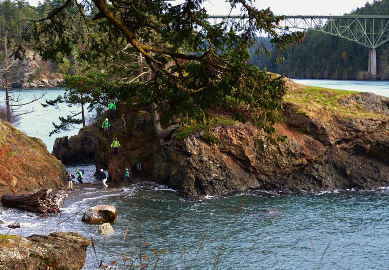 Small rocks and stones on a sandy beach, Deception Pass State Park