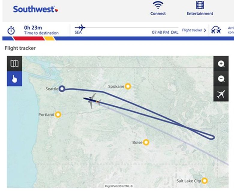 Southwest Airlines Flight Tracker Map We Now Know Where Seattle's Airborne Heart Was Headed After Southwest Flight  Was Turned Around | The Seattle Times