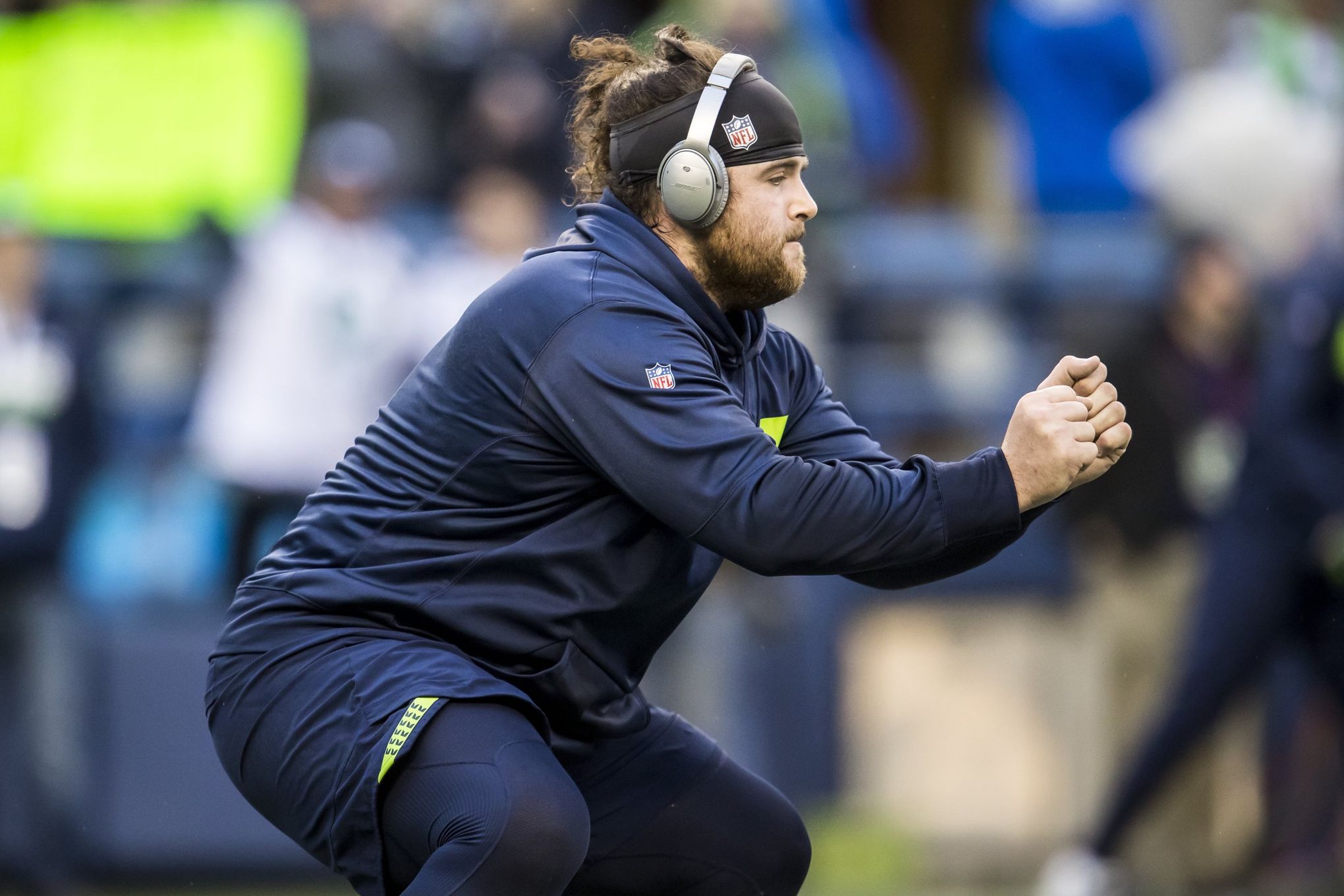 Seattle Seahawks center Joey Hunt (62) talks on the field before the NFL  football team's mock game, Friday, Aug. 4, 2023, in Seattle. (AP  Photo/Lindsey Wasson Stock Photo - Alamy