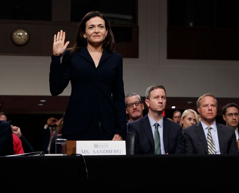 FILE — Sheryl Sandberg, chief operating officer of Facebook, testifies on Capitol Hill in Washington, Sept. 5, 2018. Internal documents show that the social network gave Microsoft, Amazon, Spotify and others far greater access to people’s data than it has disclosed. The data-sharing deals were vetted at senior levels, sometimes by her and Mark Zuckerberg, Facebook officials said. (Tom Brenner/The New York Times)