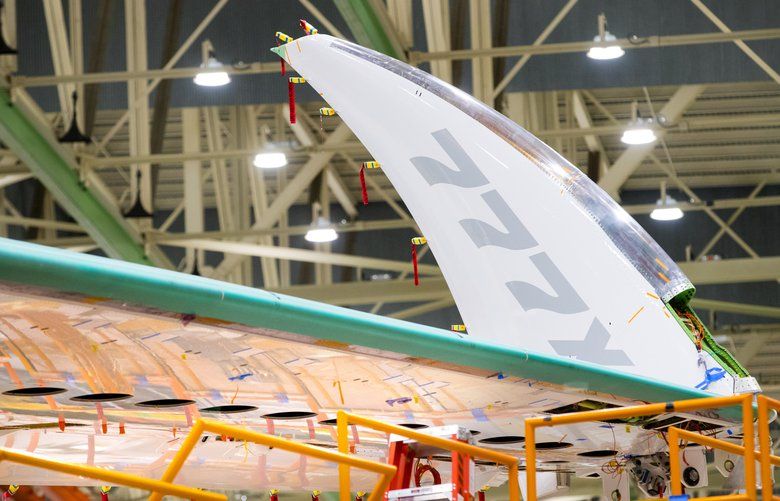The new Boeing 777X has the largest wings on any Boeing jet that fold at the tip so the 11-ft wingtip folds up so that the 777X fits into all the same airports as today’s 777.  This airplane is the first 
777X that will fly in 2019.

Photographed on December 21, 2018. 208782