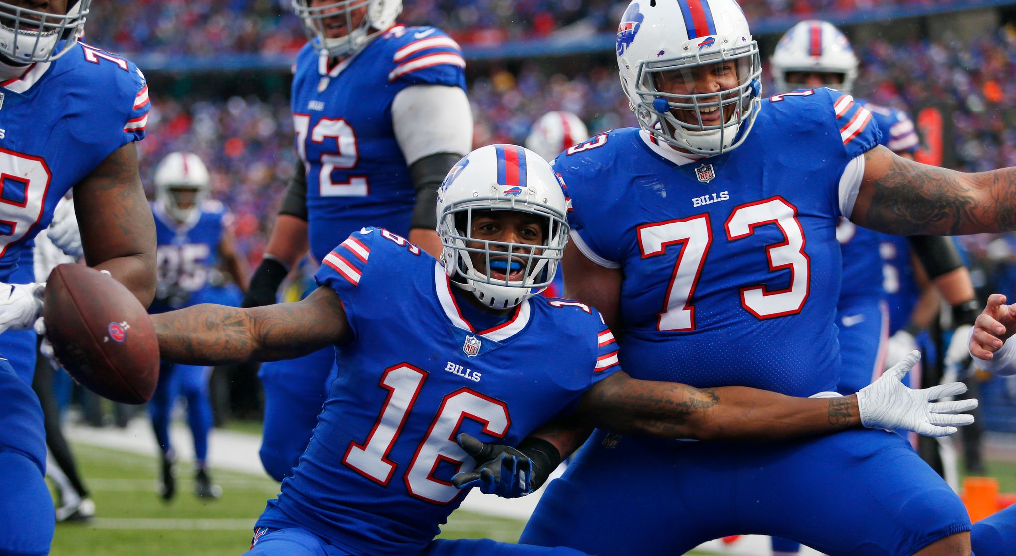 Buffalo Bills tackle Dion Dawkins (73) prior to the first half of