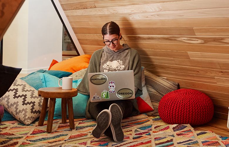 Canadian company Shopify used employee-survey results when designing its Ottawa headquarters, which includes this work nook. (Courtesy of Shopify)