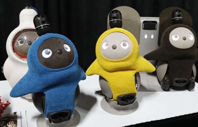 Lovot companion robots are on display at the Groove X booth during CES Unveiled at CES International, Sunday, Jan. 6, 2019, in Las Vegas. (AP Photo/John Locher) 