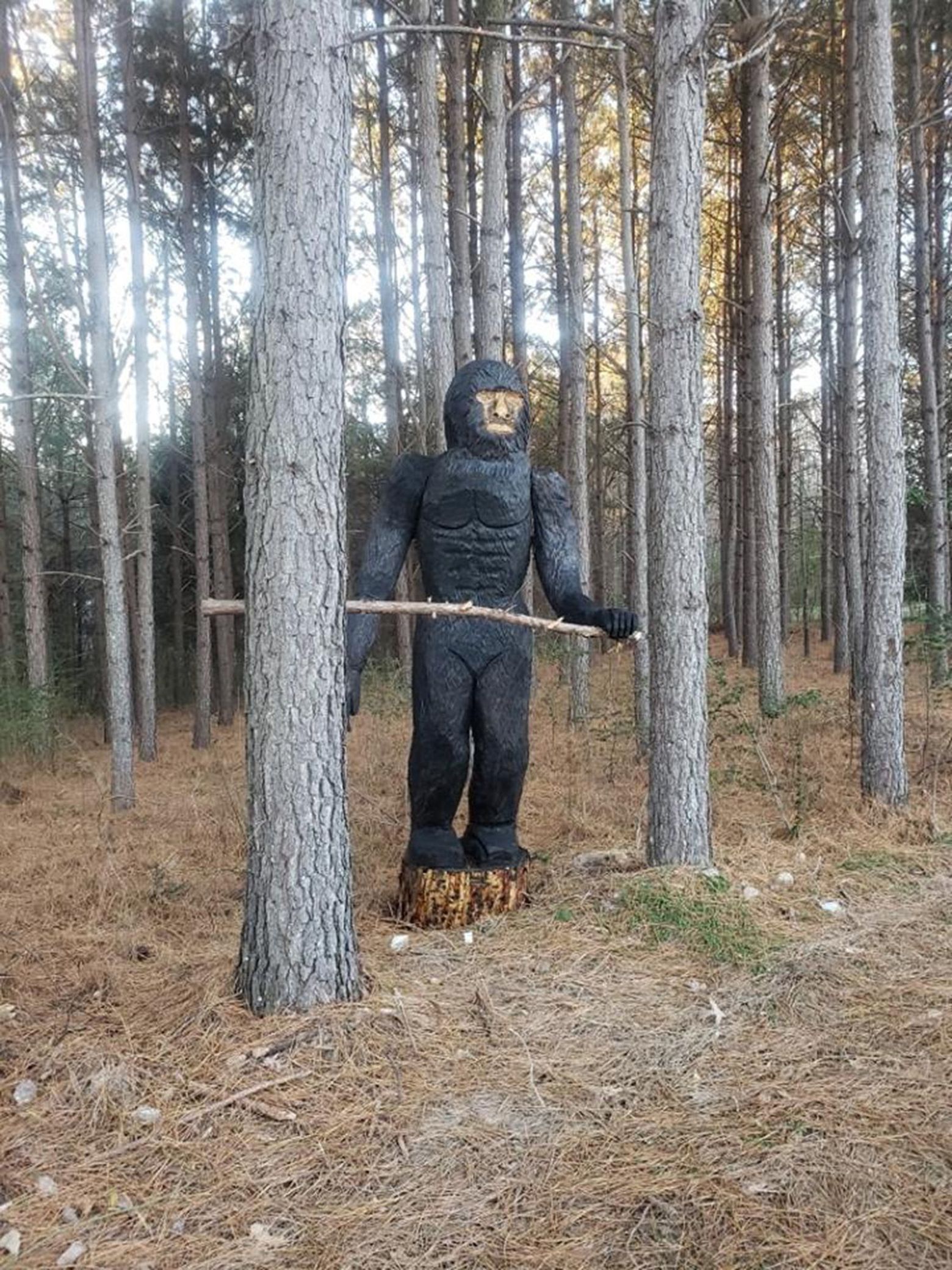 A missing Sasquatch statue was just found alone in the woods