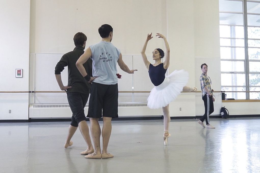 Pacific Northwest Ballet principal dancer Leta Biasucci rehearses the Rose Adagio from “The Sleeping Beauty.” (Corinne Chin / The Seattle Times)