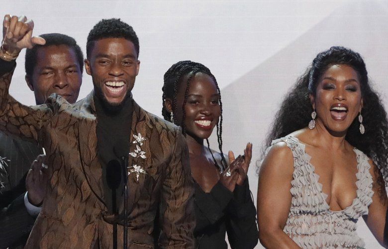 The cast of “Black Panther” during the 25th Screen Actors Guild Awards at the Los Angeles Shrine Auditorium and Expo Hall on Sunday, Jan. 27, 2019. (Robert Gauthier/Los Angeles Times/TNS) 1265278 1265278