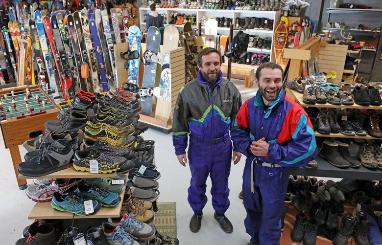 Ben Mawhinney and Nate Seiberling, right, own “Wonderland” a used sporting goods store, 7750 15th Avenue Northwest. 209120