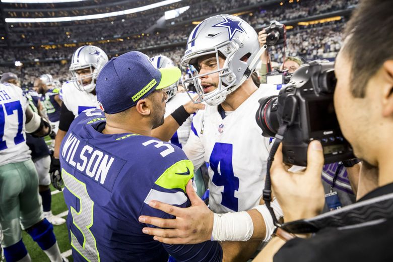 Seattle, WA, USA. 23rd Sep, 2018. Dallas Cowboys quarterback Dak Prescott (4)  before a game between the Dallas Cowboys and Seattle Seahawks at  CenturyLink Field in Seattle, WA. The Seahawks defeated the