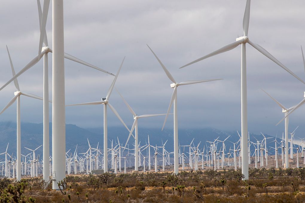 <strong>WIND ENERGY:</strong> Wind turbines in the Tehachapi-Mojave Wind Resource Area near the city of Mojave, California. (Brian van der Brug / Los Angeles Times / TNS)