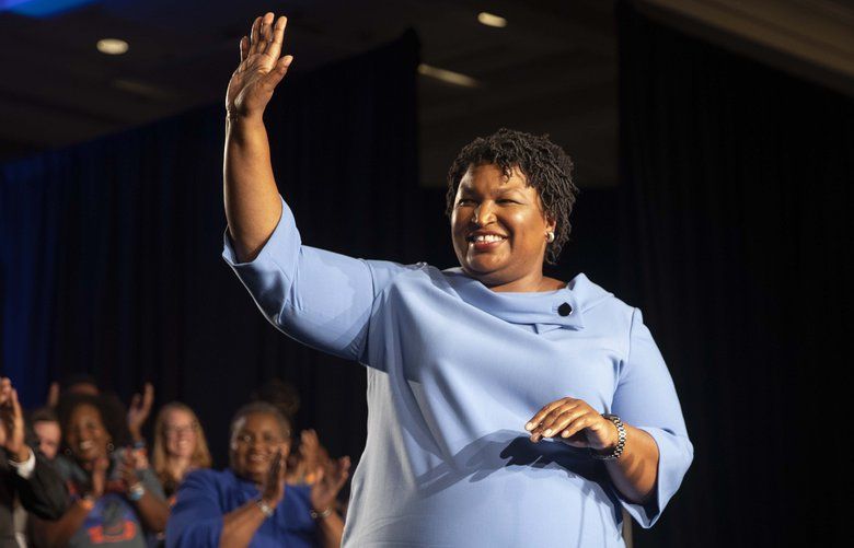 FILE — Democratic Gubernatorial candidate Stacey Abrams speaks to supporters at an election night party at the Hyatt Regency in Atlanta, Nov. 6, 2018. Abrams, who attracted wide attention in her narrow loss for Georgia governor and will speak after the State of the Union, is being courted by the party to challenge Sen. David Perdue (R-Ga.) in 2020. (Ruth Fremson/The New York Times)