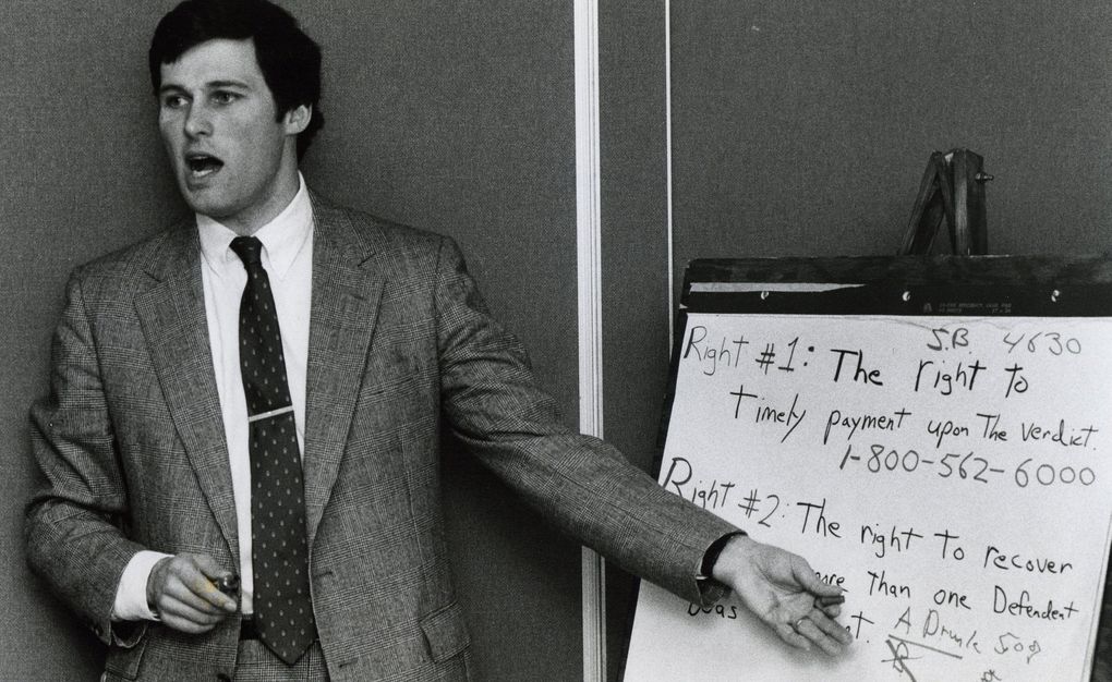 Jay Inslee at Labor Board meeting at Holiday Inn on Feb. 18, 1986. (Yakima Herald-Republic)