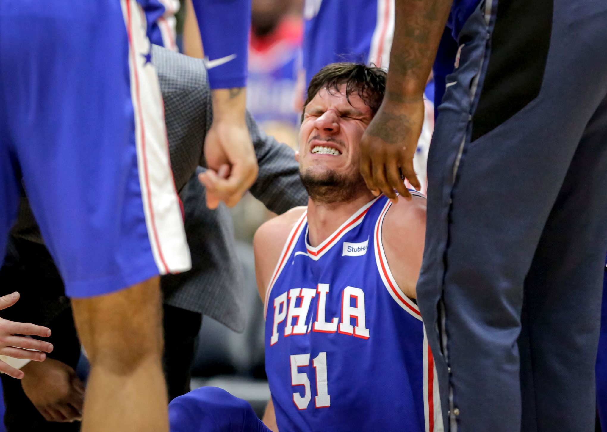 76ers C Marjanovic out with bone bruise, sprain