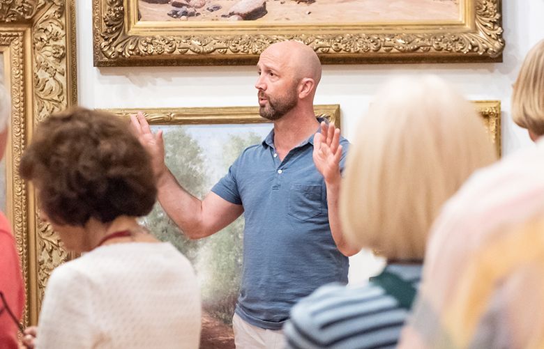 Kolya Rice gives an art history tour at the Frye Art Museum in Seattle as part of UW’s Osher Lifelong Learning program. (Courtesy of UW-OLLI)