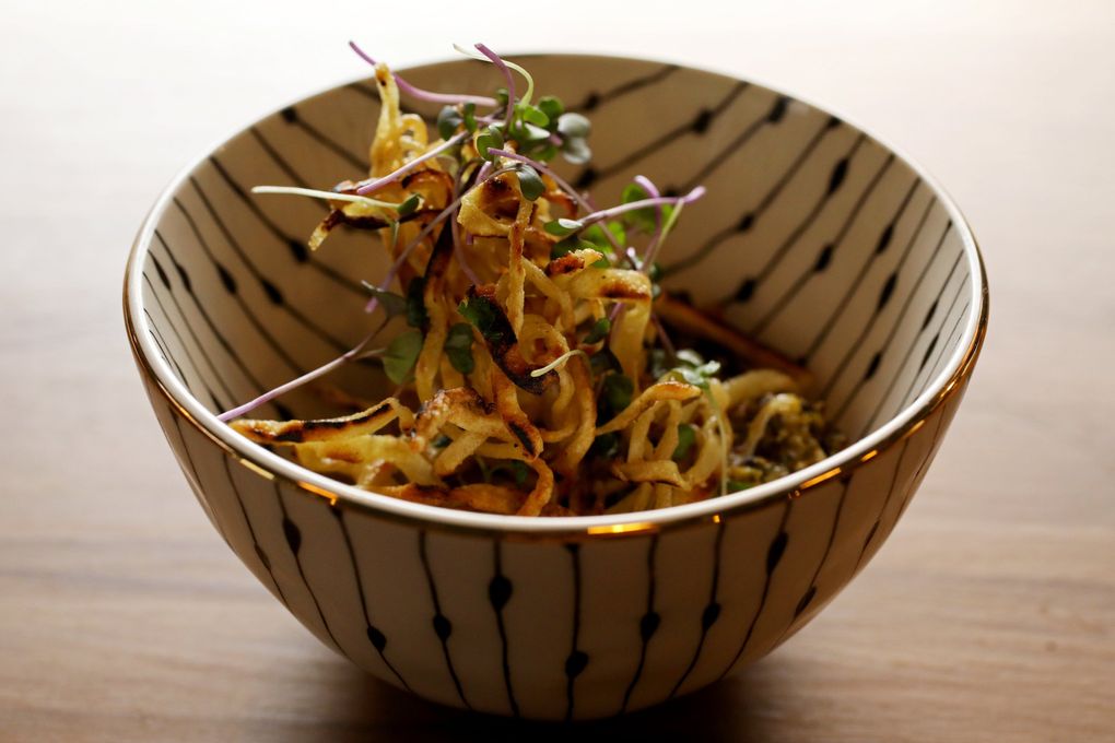 The miki noodles at Archipelago are made from wheat and house-milled rye berries. (Ken Lambert / The Seattle Times)