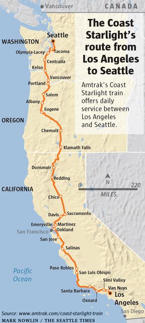 Coast Starlight Route Map What It's Like To Take A 35-Hour Ride On Amtrak's Coast Starlight Train  From Los Angeles To Seattle | The Seattle Times