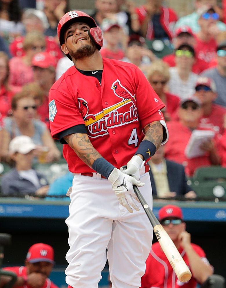 Yadier Molina takes the field at Spring Training