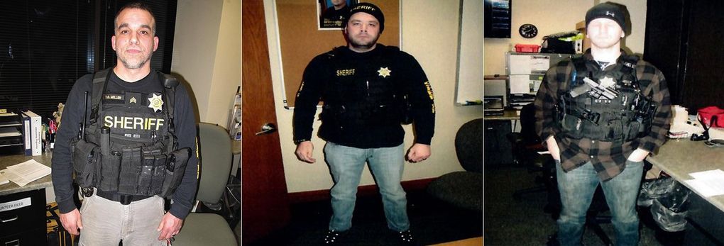 From left: Sgt. Todd Miller, detective Joe Eshom and detective Reed Jones. These photographs from the King County Sheriff’s Office were taken as part of a post-shooting investigation and show the arrest team in plainclothes shortly after the fatal confrontation. An administrative review questioned whether all members of the arrest team were “immediately identifiable” as police given the speed at which events transpired and the poor lighting conditions. (King County Sheriff’s Office)