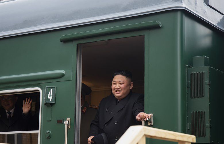 In this photo released by the Press office of the administration of Primorsky Krai region, North Korea’s leader Kim Jong Un leaves a carriage after arriving at the border station of Khasan, Primorsky Krai region, Russia, April 24, 2019. Kim’s arrival came a day before he is scheduled to meet with President Vladimir Putin as part of the North Korean leader’s efforts to fend off American pressure to give up his nuclear weapons arsenal. (Alexander Safronov/Press Office of the Primorye Territory Administration via The New York Times) — FOR EDITORIAL USE ONLY. — XNYT9 XNYT9