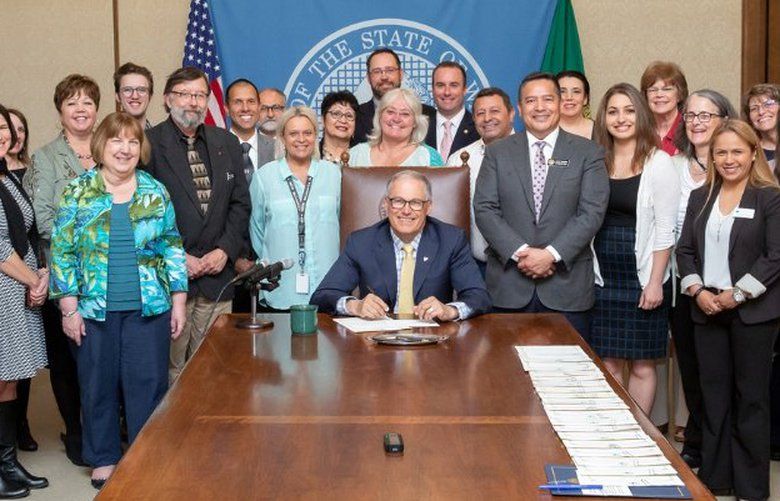 Governor Jay Inslee signed on a bill on Wednesday that removes the requirement to pass a basic skills test in order to enter a teacher preparation program. Its proponents say it will help grow and diversify the educator workforce. Courtesy of the Professional Educator Standards Board