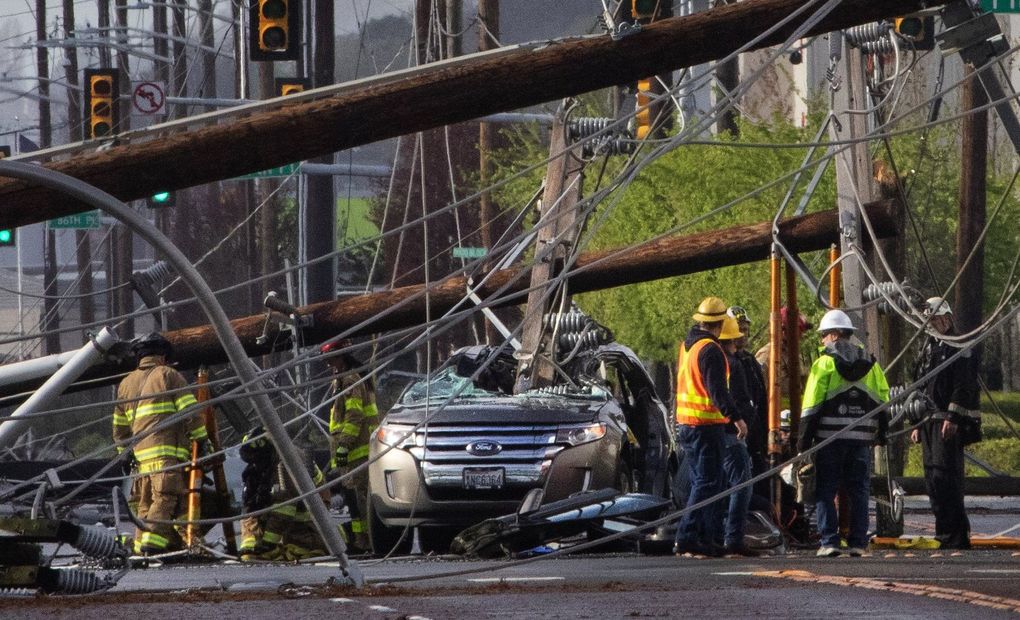 The Cooks were trapped in their car for more than an hour on Friday afternoon. (Ellen M. Banner / The Seattle Times)
