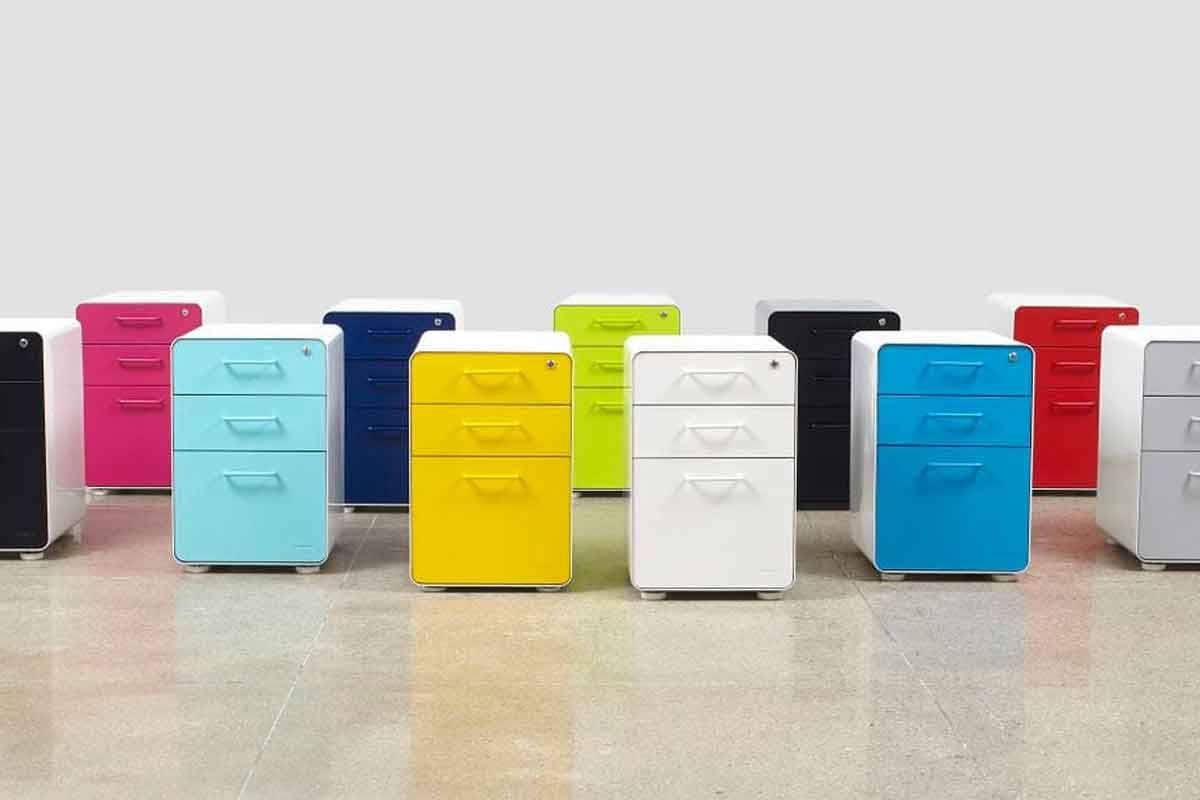 colorful filing cabinets