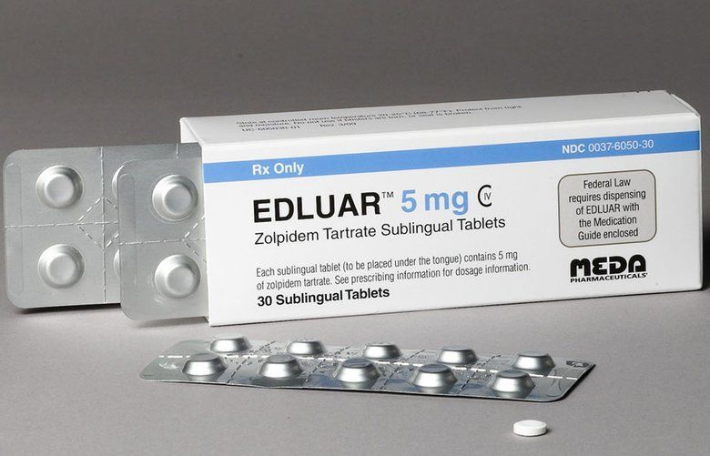 FILE – This file product image provided by Meda Pharmaceuticals shows packages of Edluar, a sleep medication that contains the drug zolpidem.  The Food and Drug Administration on Thursday, Jan. 10, 2013 said it is requiring makers of  Edluar, Ambien and similar sleeping pills to lower the dosage of their drugs, based on studies suggesting patients face a higher risk of injury due to morning drowsiness. (AP Photo/Meda Pharmaceuticals) NY123