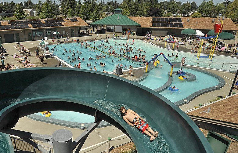 Tacoma’s Stewart Heights Pool has a 160-foot-long water slide, and offers free admission on July 4 and Labor Day.