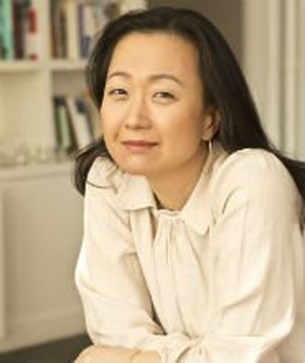 Min Jin Lee, author of “Pachinko,” speaks at Seattle Arts & Lectures on March 17, 2020. (Elena Seibert)