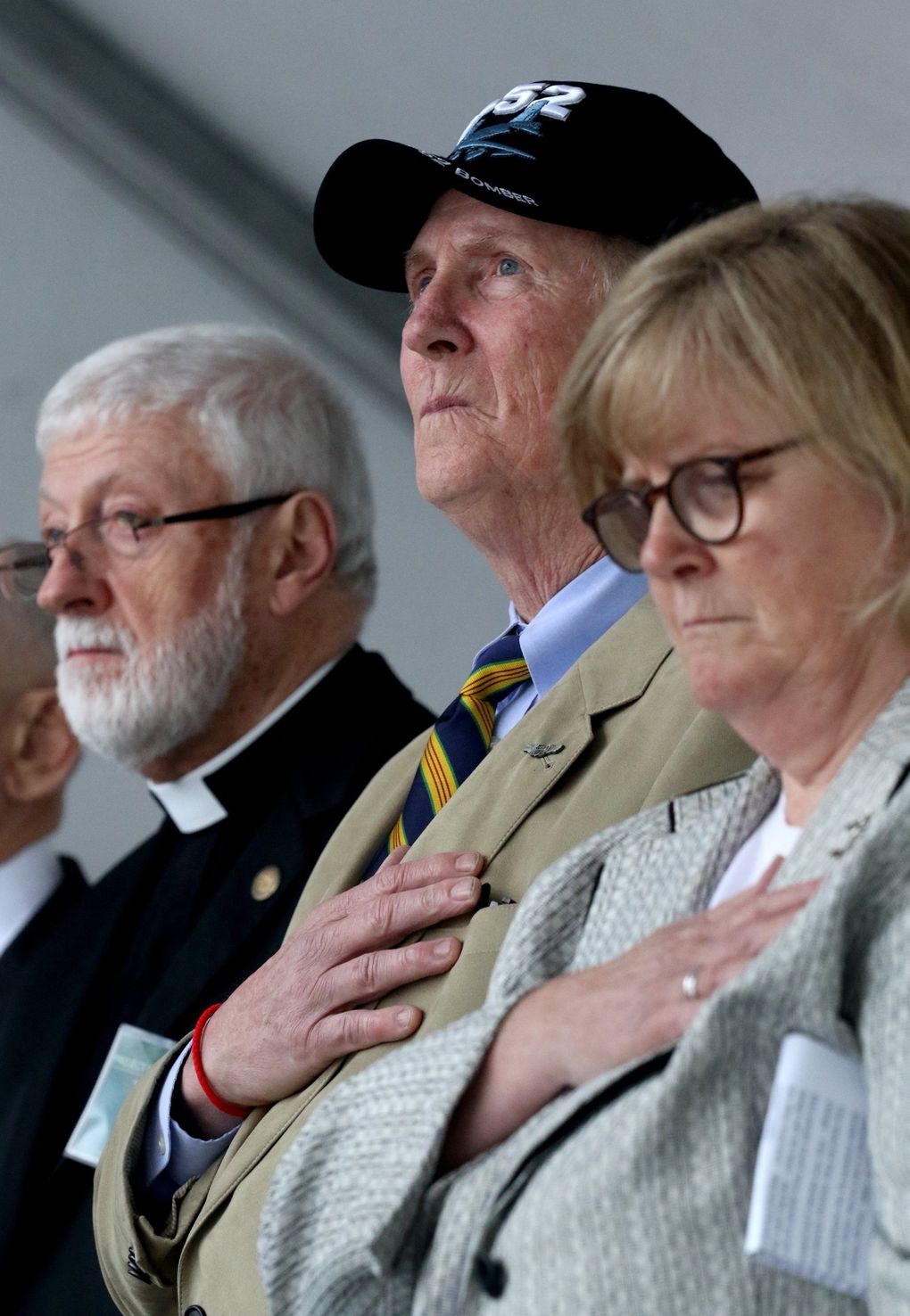 Jim Farmer, center, is a Vietnam War B-52 pilot, Project Welcome Home chairman and a Museum of Flight trustee. (Alan Berner / The Seattle Times)