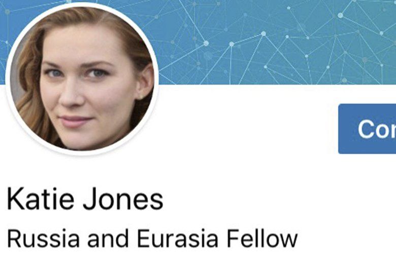 This image captured on Tuesday, June 11, 2019 shows part of a LinkedIn profile for someone who identified themselves as Katie Jones. The Associated Press has found it is one of many phantom profiles that lurk on the social media platform. (AP Photo) ny757 ny757