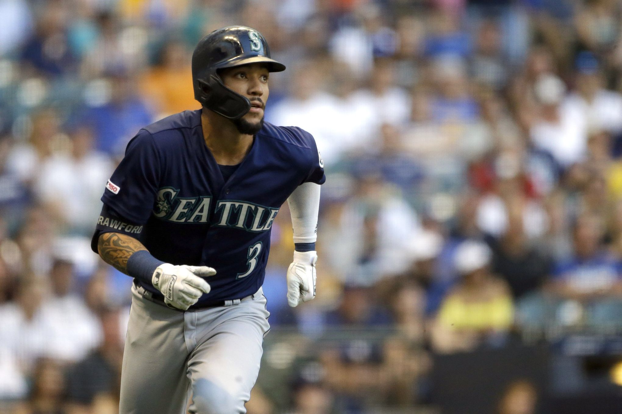 June 26, 2019: Seattle Mariners shortstop J.P. Crawford #3 in action  fielding a ground ball during the Major League Baseball game between the  Milwaukee Brewers and the Seattle Mariners at Miller Park