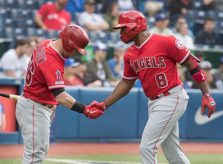 Los Angeles Angels' Kole Calhoun in action against the Seattle