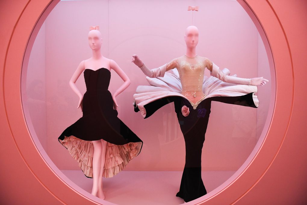 Thierry Mugler’s “Venus” gown, at right, was worn by Cardi B to the Grammy Awards ceremony earlier this year. It’s part of the Failed Seriousness grouping in the Met Museum’s “Camp: Notes on Fashion” exhibition (Zach Hilty / The Metropolitan Museum of Art, BFA.com)