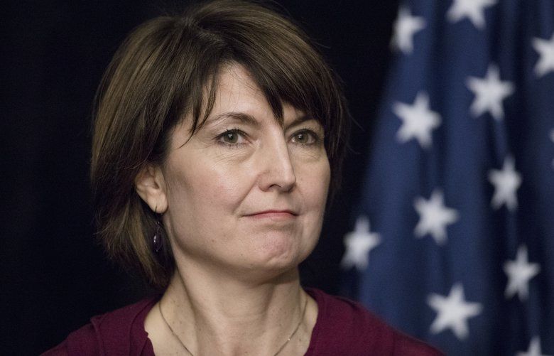 Rep. Cathy McMorris Rodgers, R-Wash., listens during a news conference at the Republican congressional retreat in Philadelphia, Wednesday, Jan. 25, 2017. (AP Photo/Matt Rourke)
