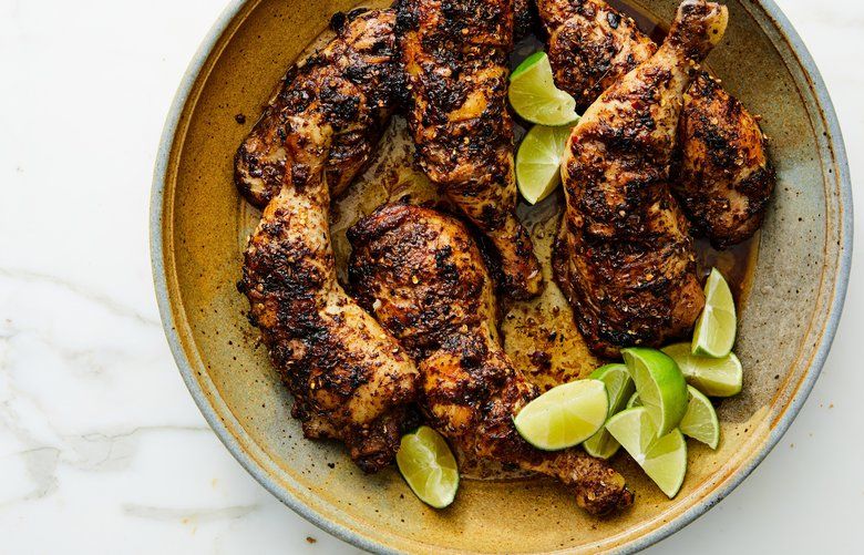 Bhatti da murgh, Punjabi grilled chicken, in New York, July 3, 2019. Spices ground into the marinade and cracked whole on top give this Indian dish its heat and crunch. Food Stylist: Simon Andrews (Ryan Liebe/The New York Times) XNYT93 XNYT93