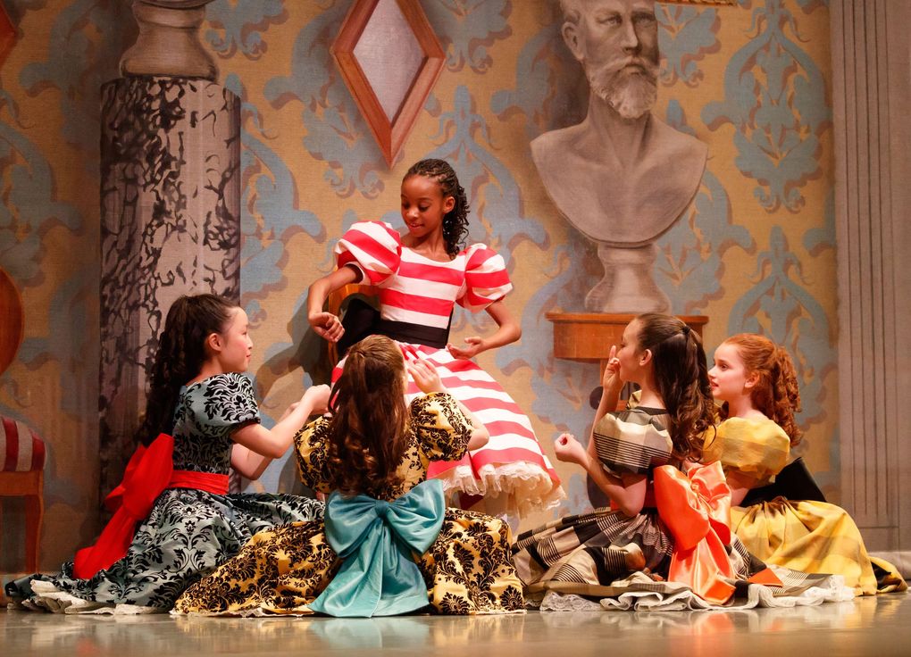 Samrawit Saleem, center, as Clara in Pacific Northwest Ballet’s 2017 production of “The Nutcracker.” (Erika Schultz / The Seattle Times)