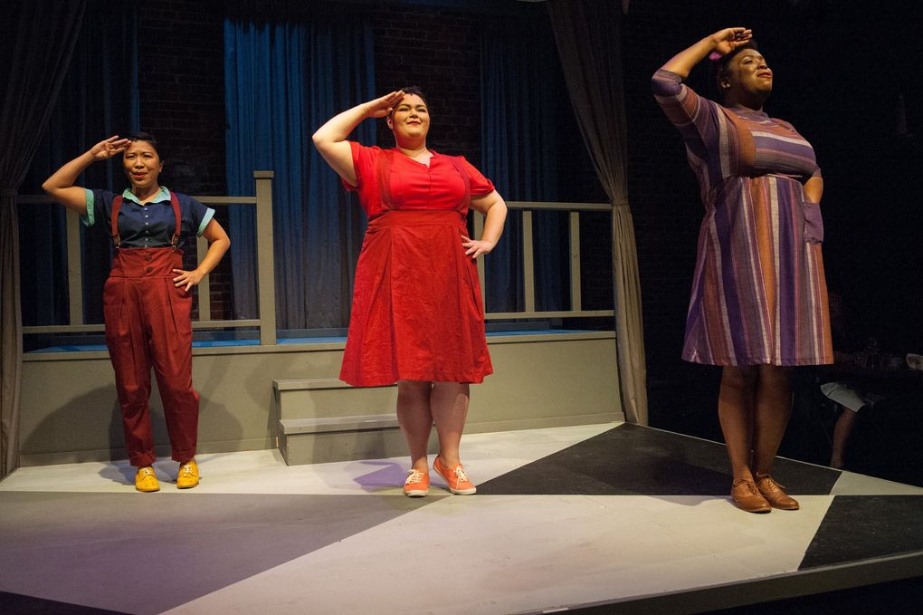 Corinne Magin, Anasofia Gallegos and Sarah Russell in “7th and Jackson” at Café Nordo. (Bruce Clayton Tom)