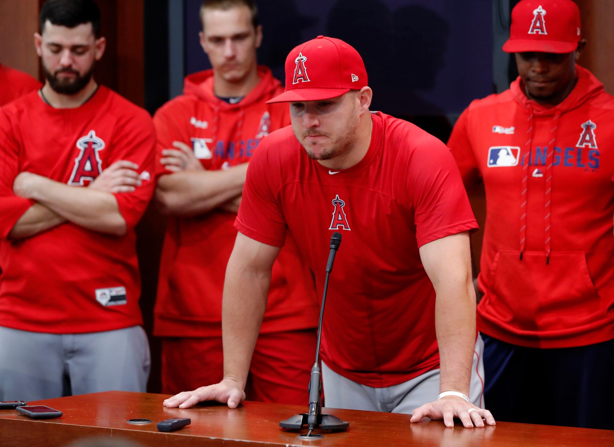 Heavy-hearted Angels return to field after Skaggs' death