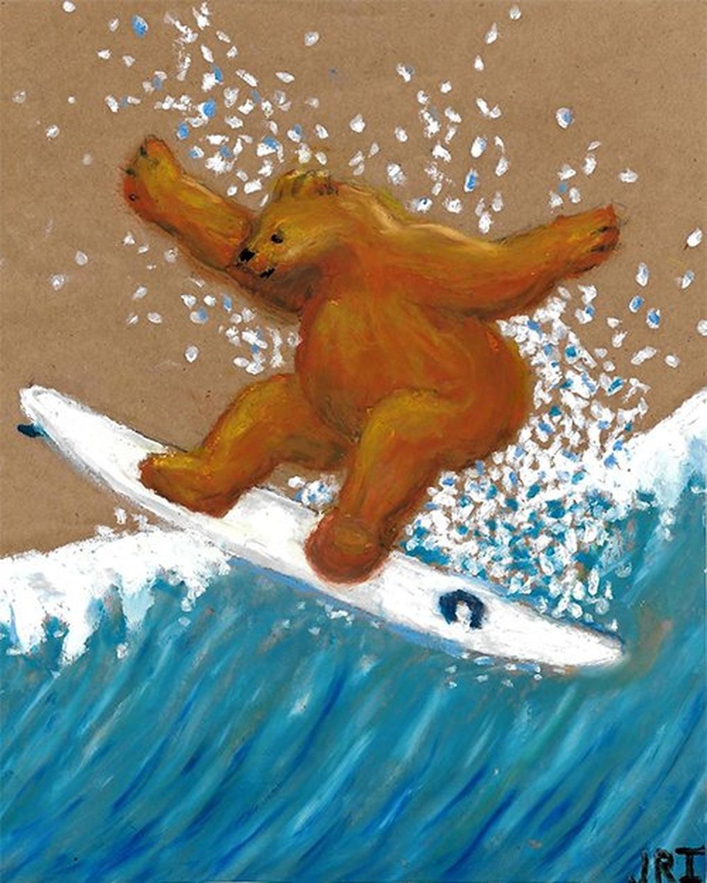 A surfing bear, in pastels. (Jay Inslee campaign)