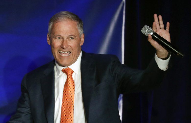 Democratic presidential candidate Washington Gov. Jay Inslee waves after speaking during a campaign event at the Unity Freedom Presidential Forum Friday, May 31, 2019, in Pasadena, Calif. (AP Photo/Chris Carlson)