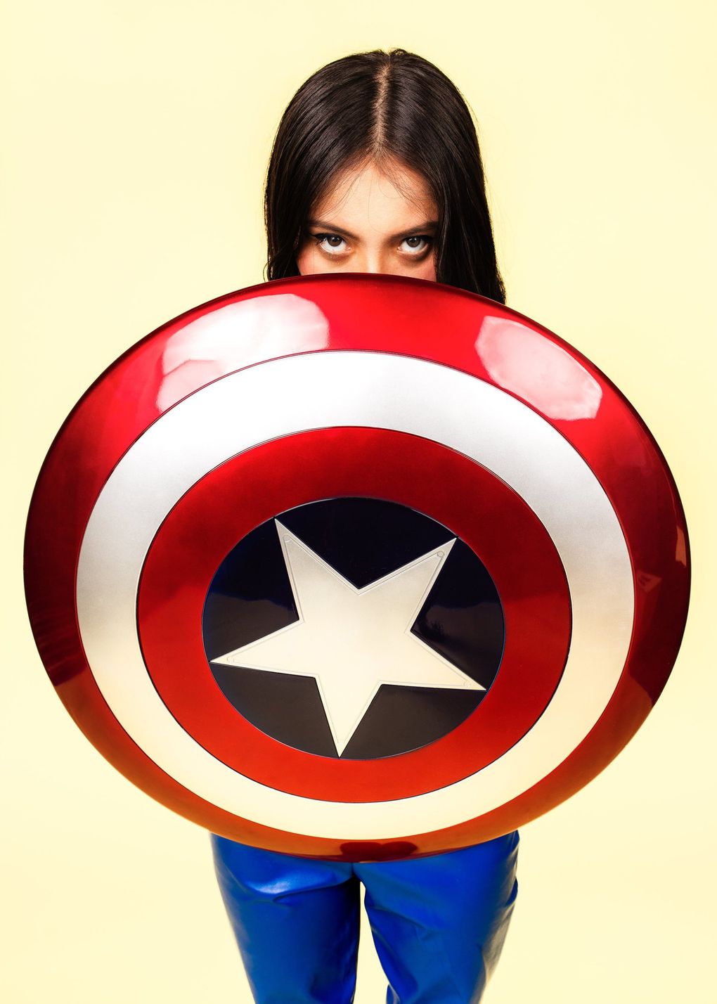 Giselle Lopez, 18, a marketing student working two jobs and a future filmmaker, says in the exhibit: “I literally have $2 in my bank account and I’m working two jobs to try and survive with no one. Captain America was my favorite superhero when I was little. It’s kind of ironic because he’s super patriotic and … yeah, I can’t really relate to him right now.” (Nate Gowdy)
