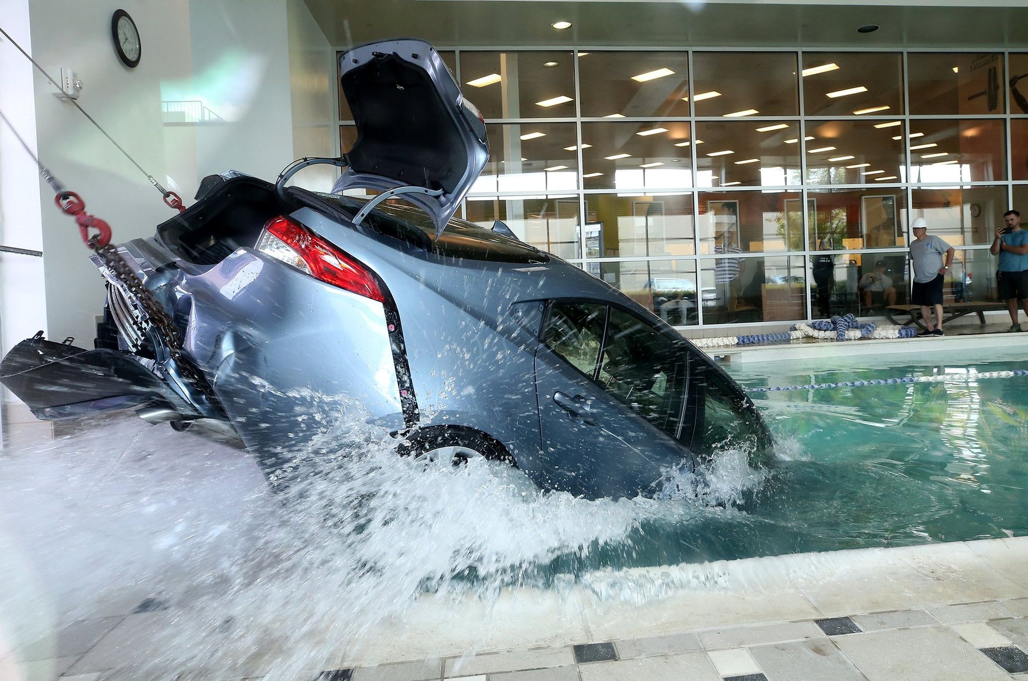 Smash and splash: Car crashes into pool at North Seattle LA Fitness 