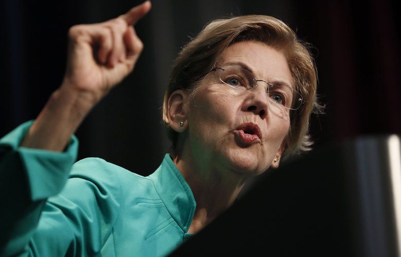 Democratic presidential candidate Sen. Elizabeth Warren speaks at the Iowa Federation of Labor convention, Wednesday, Aug. 21, 2019, in Altoona, Iowa. (AP Photo/Charlie Neibergall) IACN101 IACN101