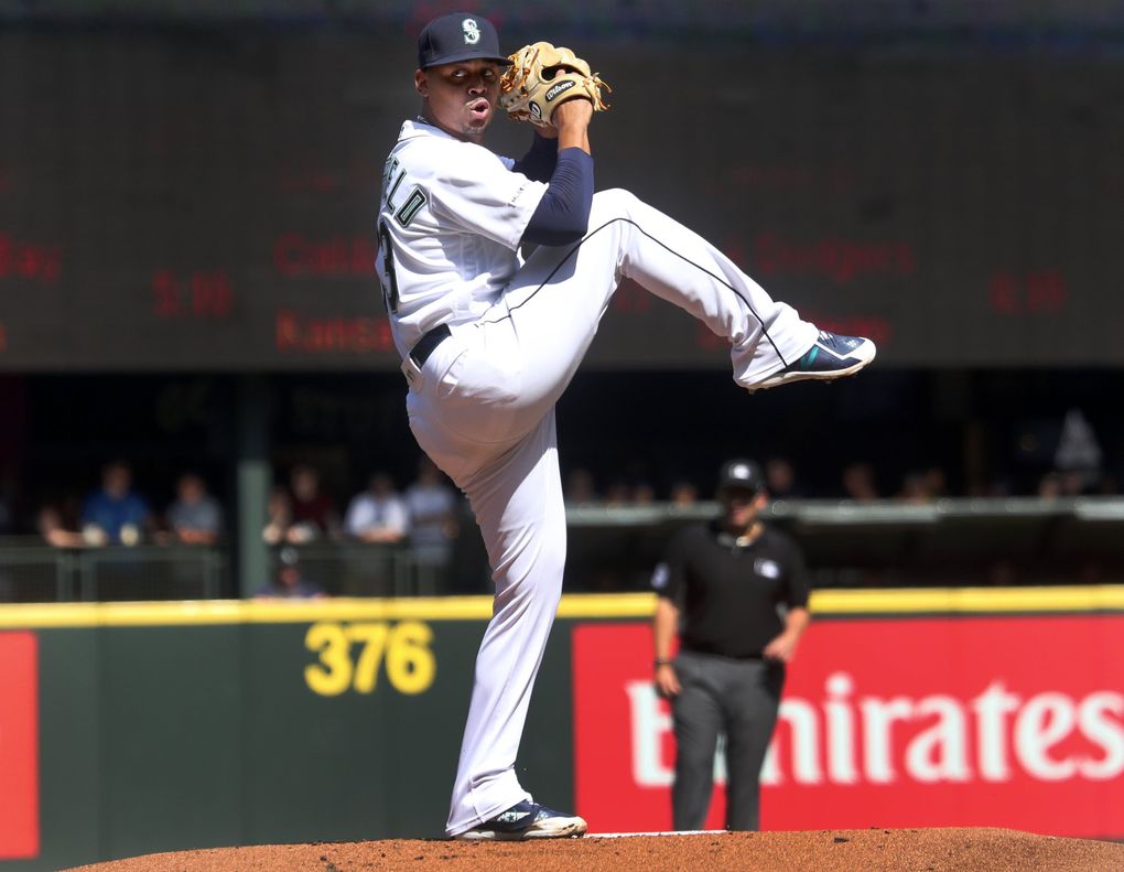 Justus Sheffield throws against the Yankees on Aug. 28 at T-Mobile Park. (Ken Lambert / The Seattle Times)