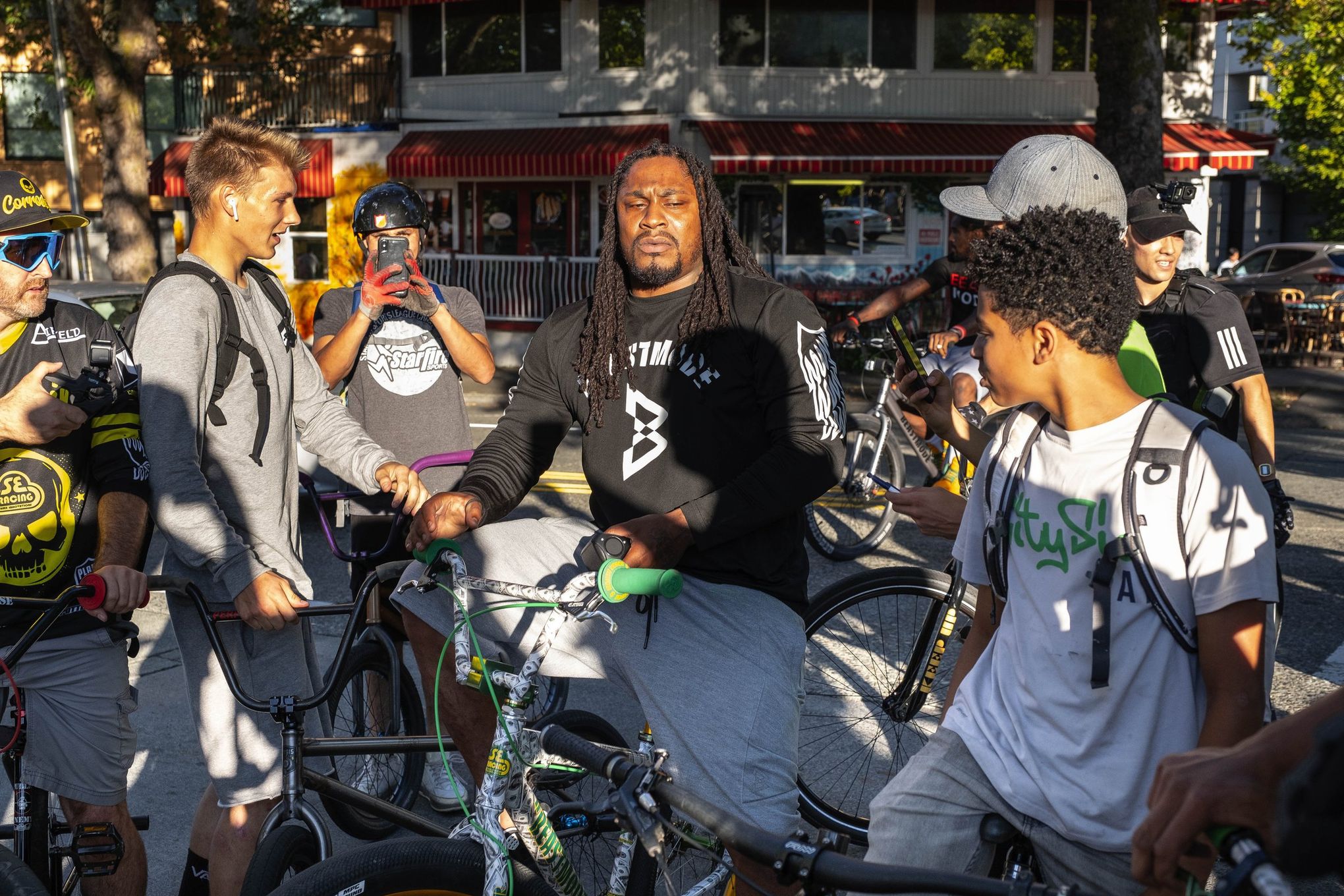 Marshawn Lynch at Media Day, Possible Toll for Cyclists - Seattle magazine