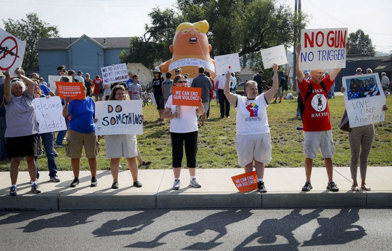 Protesters chant against Trump as he visits Dayton, El Paso | The ...