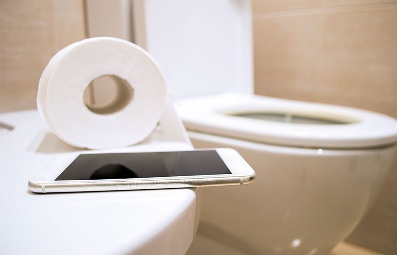 Cellphone in the bathroom? How many germs does that pass around? The
